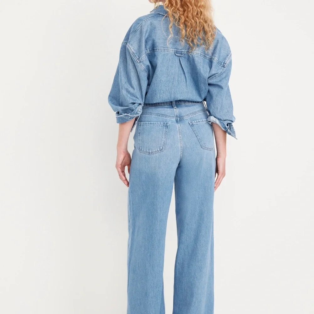 Women's Light Blue Wide-Leg Jeans - Picture 2 of 4